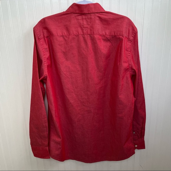 Tommy Hilfiger Red Custom Fit Button-Up Shirt Men’s Size Large - Picture 2 of 7